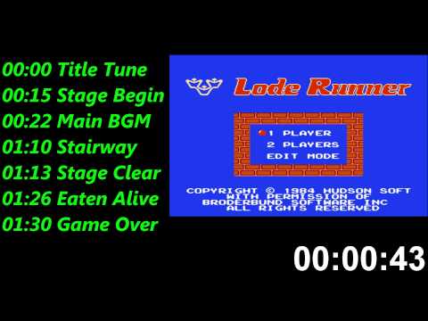 ロード ランナー (任天堂 ファミリーコンピュータ) 音楽 / Lode Runner (NES) Music / Soundtrack
