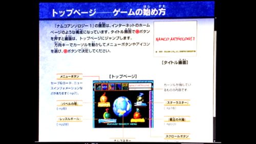 ゲームアーカイブスでの説明書表示の方法2 トップページが表示